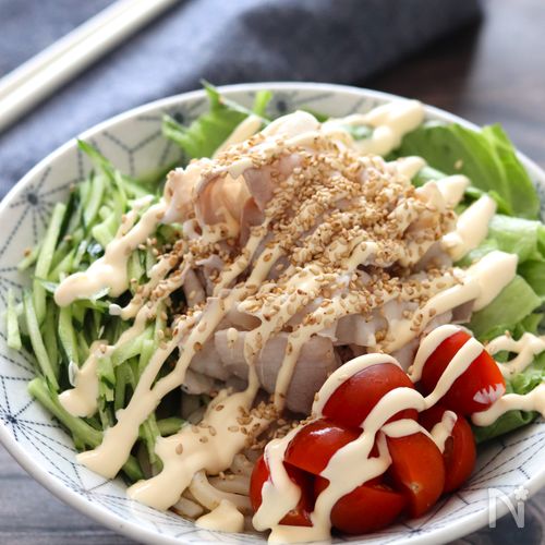 【豚しゃぶサラダうどん】全てレンチンでできて激旨！！！