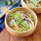 豚肉ともやしとしめじのおかずスープ