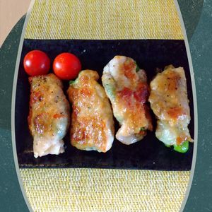チョロリスの作ってみた!投稿(【ピーマンの肉巻きチーズ】パリッと♪焼肉のたれで簡単！)