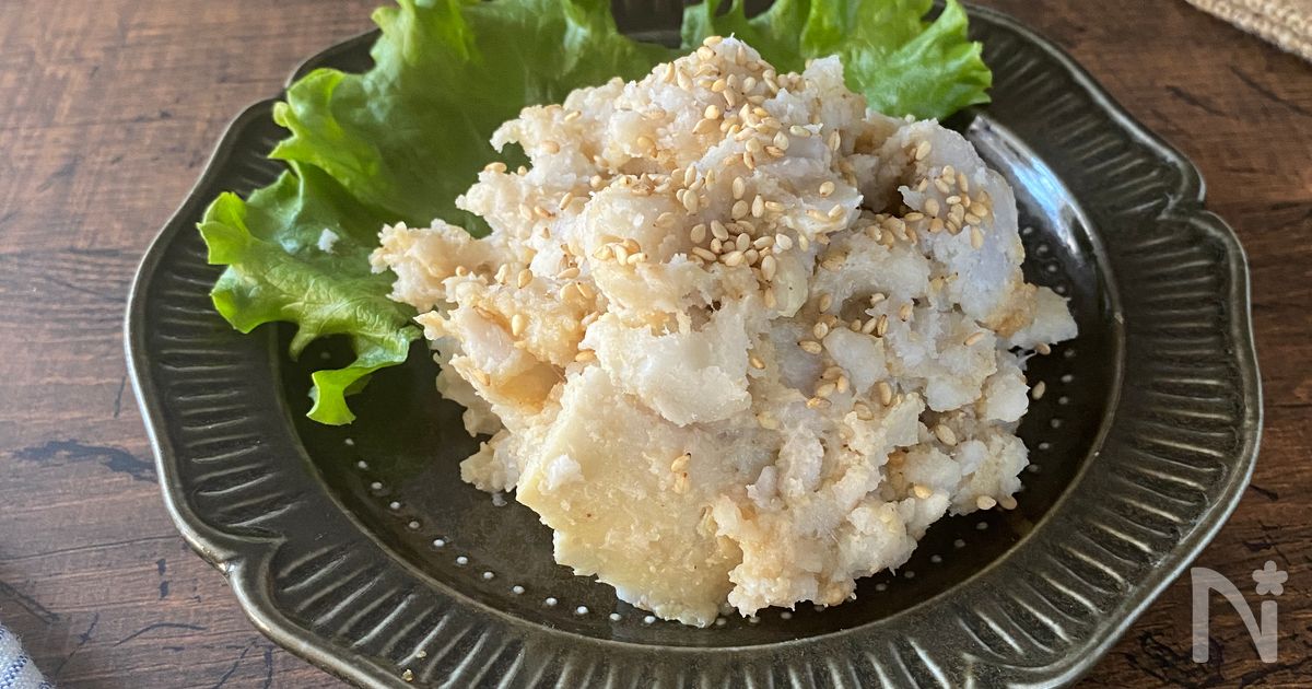 レンチン簡単皮剥き！【さといものごま味噌和え】