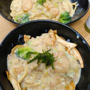 もんぶらん°・*:.。.☆の作ってみた!投稿(【えびとアスパラのクリームパスタ】牛乳で作るカフェ風パスタ♡)
