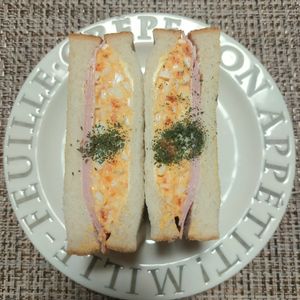 よっこの作ってみた!投稿(とろふわ！和風のハムたまごサンド)