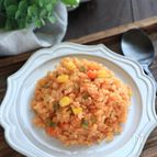 トマトジュースで味染みご飯のチキンライス