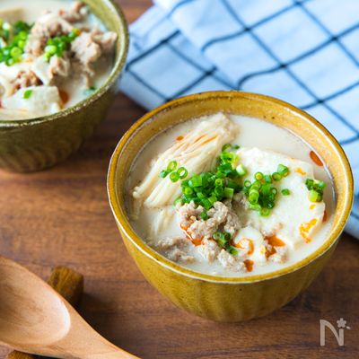 レンジで簡単!ごま担々スープ