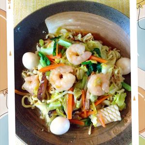 チョロリスの作ってみた!投稿(【えびと白菜のあんかけ焼きそば】パリッと麺にとろ〜りあんが◎)