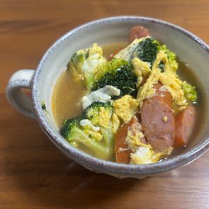 こむぎの作ってみた!投稿(茹で汁活用~☆ブロッコリーと卵のスープ☆)