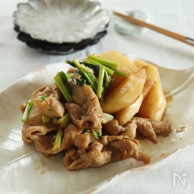 ご飯がすすむ!豚こま肉とカブの甘辛炒め