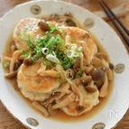 白ごまプチプチ♪鶏ひき肉と豆腐の和風あんかけハンバーグ