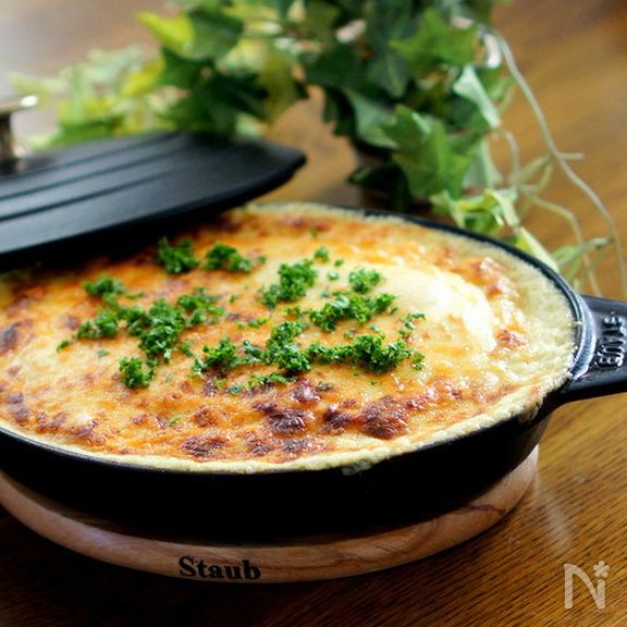 里芋の枝豆ソースグラタン