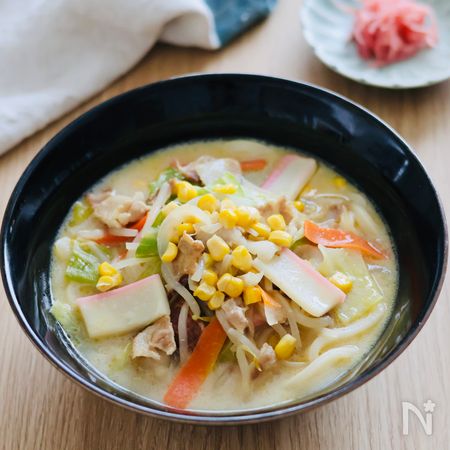 【豆乳ちゃんぽんうどん】この一杯で一品完結♪