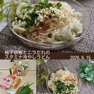 クラ蔵の作ってみた!投稿(火を使わない！【柚子胡椒×にらだれのスタミナ冷やしうどん】)