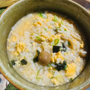 灬(•ө•)灬の作ってみた!投稿(ふわとろ中華風たまご雑炊!5分で簡単・美味しい♪)
