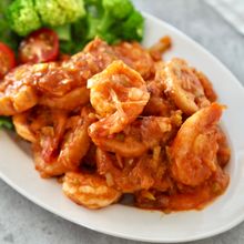食感が楽しい♩【海老と蓮根のチリソース】