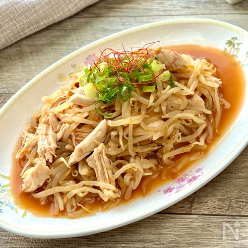 【包丁いらず×レンジだけ】麻婆ごまもやしささみ｜作り置き