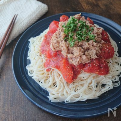 【包丁不要】トマトとツナのイタリアン風素麺