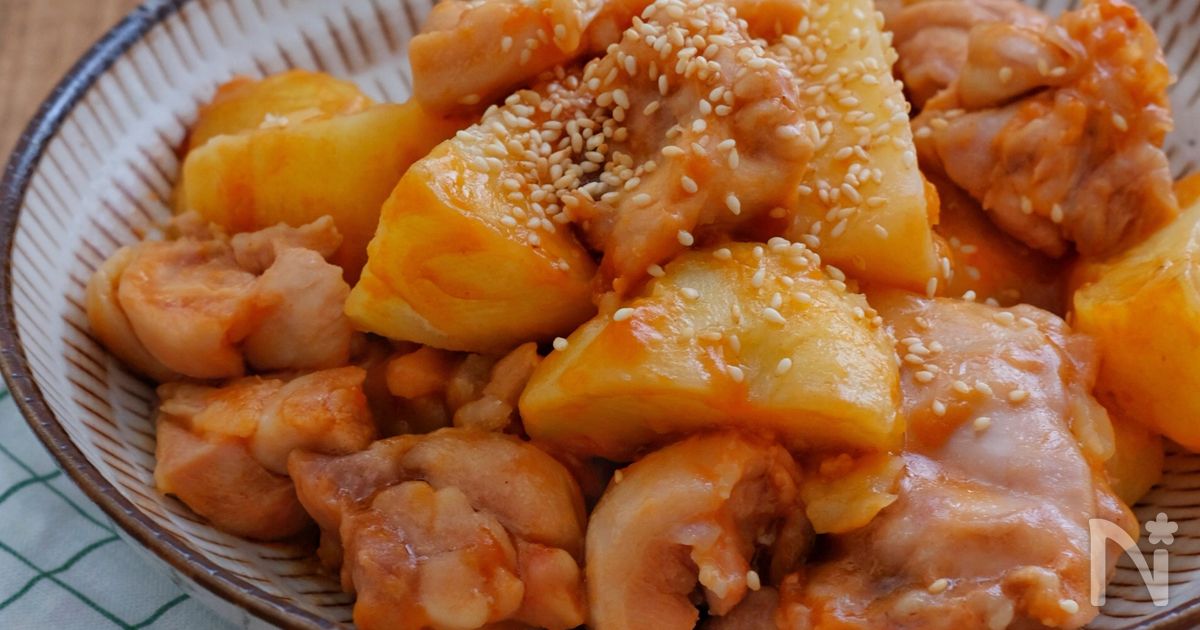 レンジで出来る！＊マヨケチャじゃがチキン＊調味料一律大さじ1