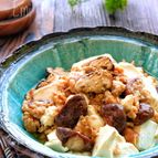 【らくレピ】レンジで簡単！鶏ひき肉と椎茸と豆腐の甘辛煮