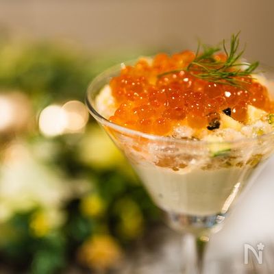 蟹とズッキーニのジュレ＆枝豆豆腐ムース