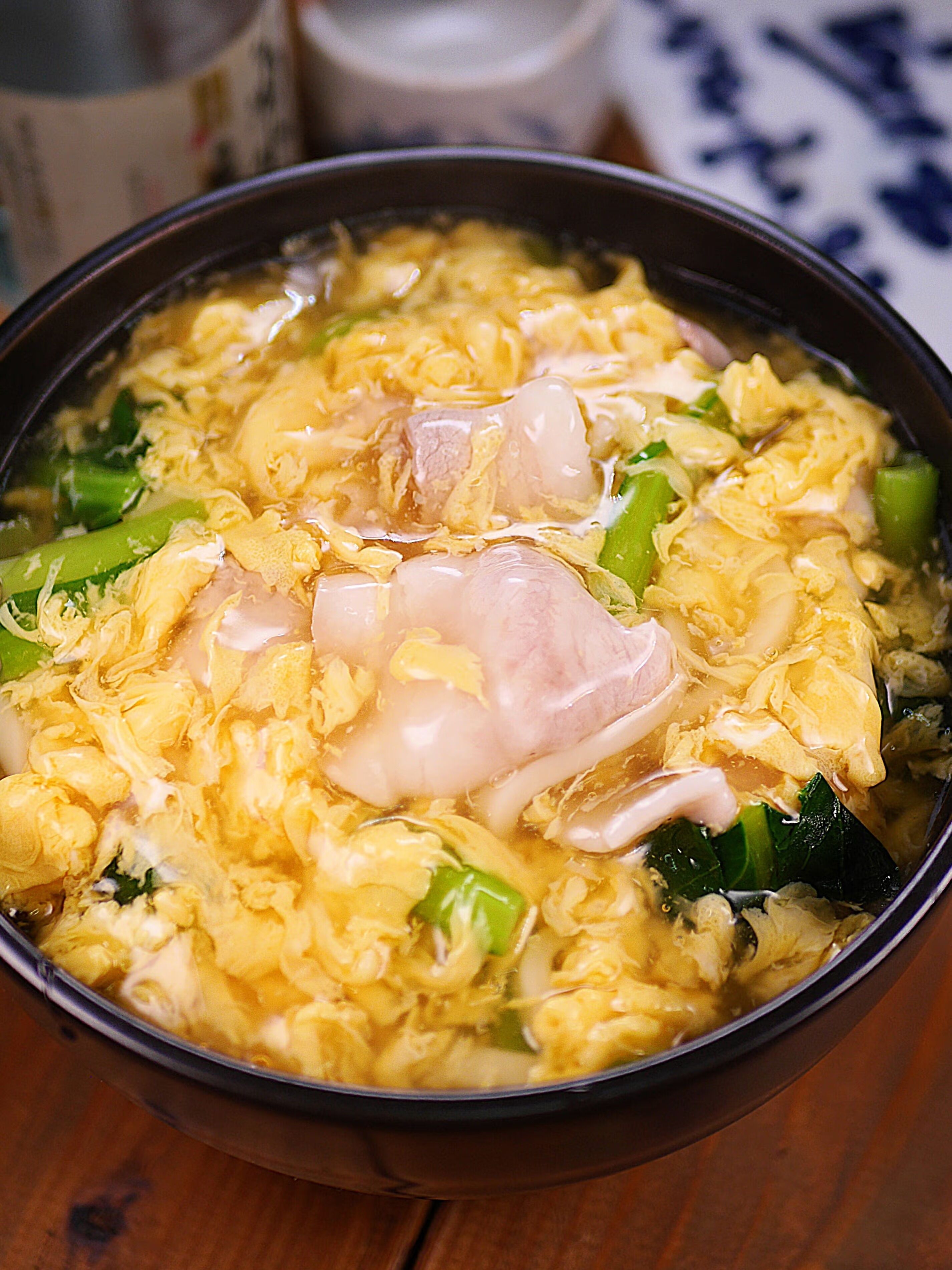 豚肉と小松菜のかきたまうどん