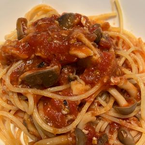 ミントミントの作ってみた!投稿(革命的にうまい♡『鯖缶ときのこの革命トマトパスタ』)