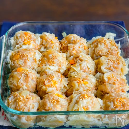 包まない！レンジで簡単！コーン入り豆腐焼売