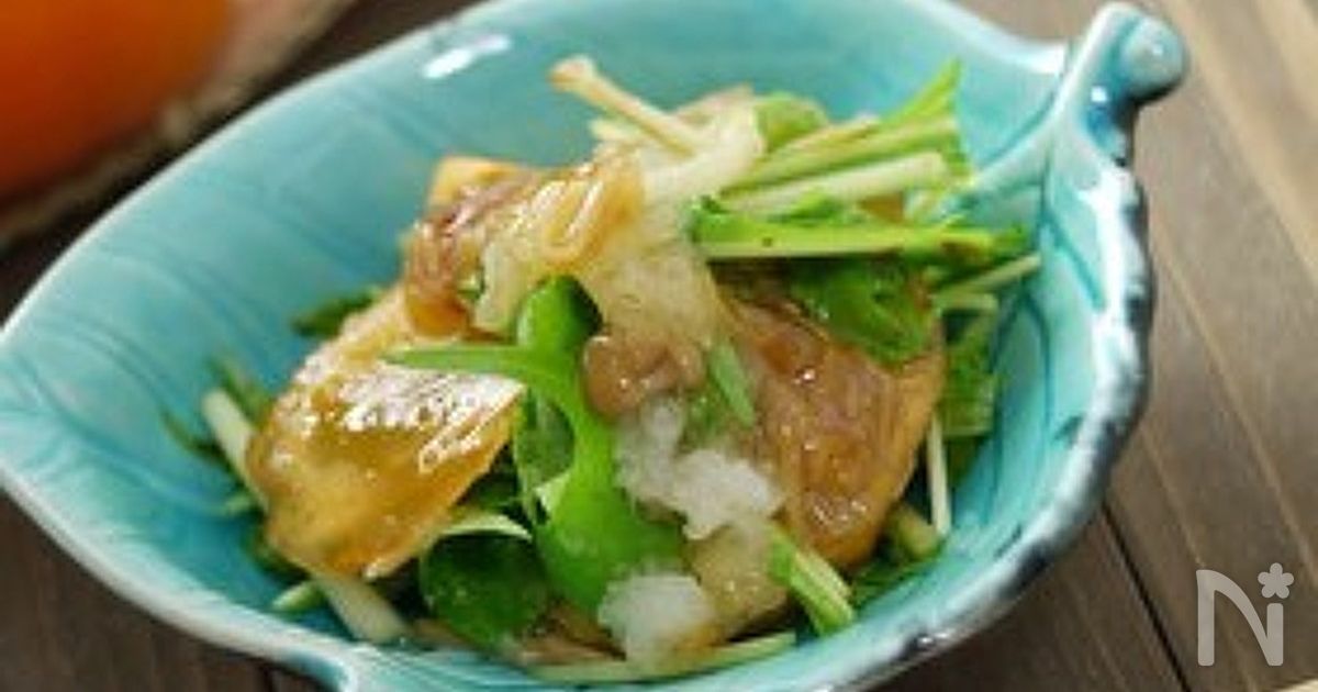 水菜と柿のおろし和えもの～なめ茸瓶詰め～