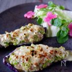 トースターで焼く！茄子包み枝豆バーグ