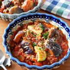 【なすとひき肉のトマト煮込み】＼主菜10分／