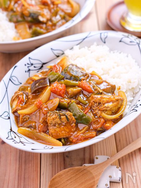 さばと夏野菜のカレー