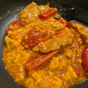 1214344の作ってみた!投稿(ワンパン10分！【鶏むね肉とトマトのとろたま中華炒め】)
