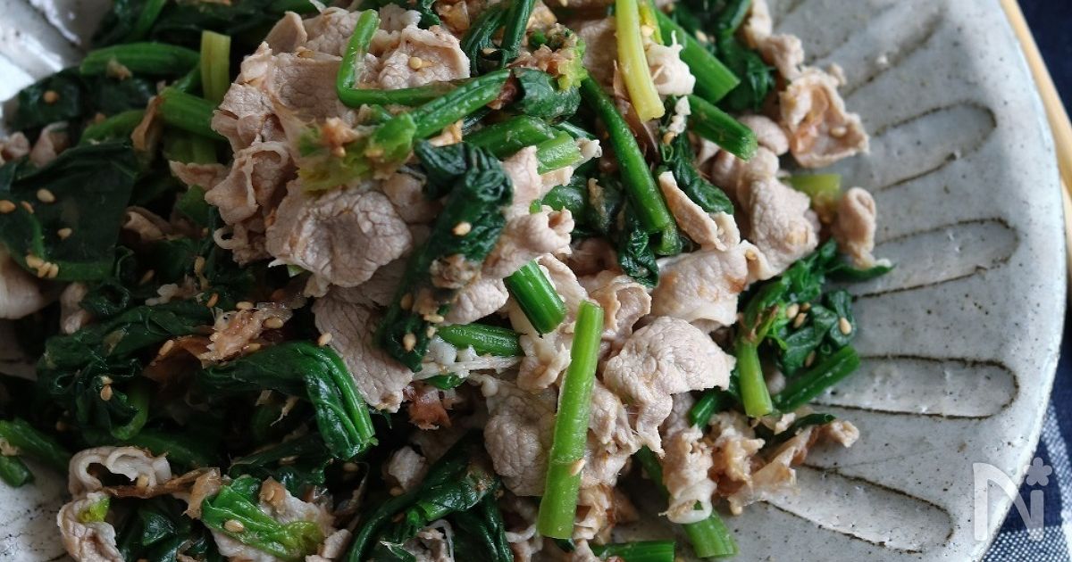 豚しゃぶとほうれん草の胡麻おかか和え。