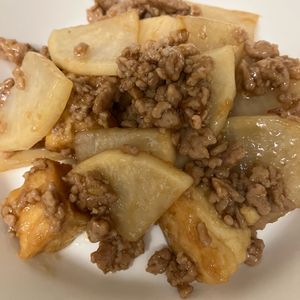 ミントミントの作ってみた!投稿(【大根の食感がたまらない】大根とひき肉と厚揚げ炒め)