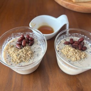 こむぎの作ってみた!投稿(きな粉牛乳プリン)