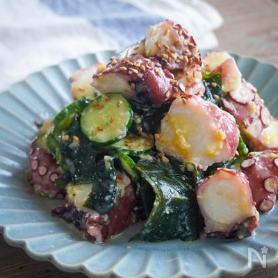 たことわかめの酢味噌和え