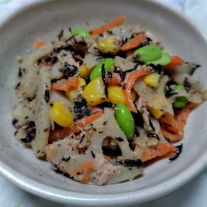 コスモスの作ってみた!投稿(【蓮根とひじきのごま味噌サラダ】マヨネーズ不使用♪和風サラダ)