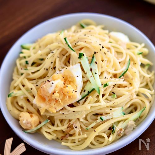 【簡単!お弁当にも】きゅうりと卵の和風スパゲティサラダ