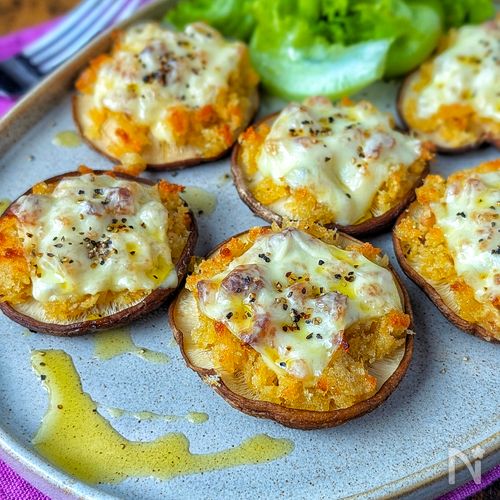 【しいたけの柚子胡椒マヨパン粉焼き】ザクザクがハマる💕︎