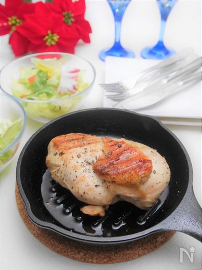 鋳鉄スキレットレモンペッパーチキンのレシピ