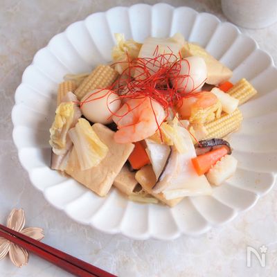 意外な備蓄品？！【高野豆腐】の八宝菜　フライパンで簡単！