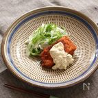 サーモンフライとそら豆のタルタルソース