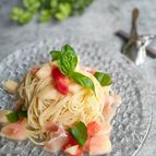 桃とフルーツトマトで至福の冷製パスタ