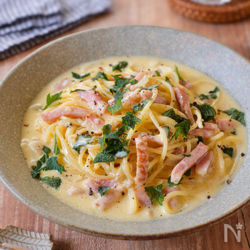 【ワンパンだしカルボ】白だしで和風な味わい♪簡単に作れる！