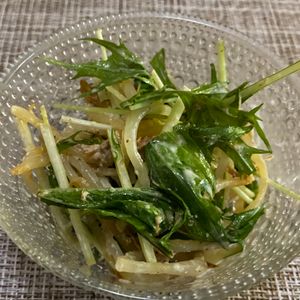 puricoの作ってみた!投稿(抱えて食べたい♪『水菜ともやしとツナのごまマヨサラダ』)