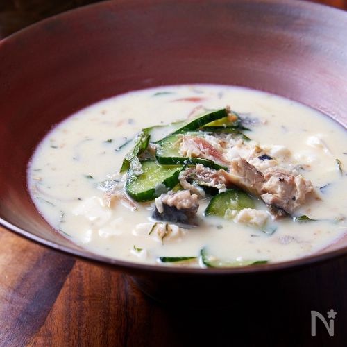 火を使わず10分!鯖缶と豆腐のごま豆乳冷や汁