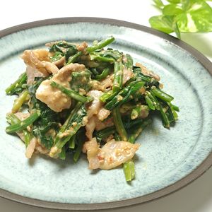 とのちゃまの作ってみた!投稿(【ほうれん草と豚肉のピリ辛ごま味噌だれ和え】やみつき副菜♪)