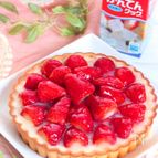 寒天カスタードと寒天ナパージュで！ヘルシーないちごタルト♡