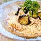 豚しゃぶナスの梅和えそうめん