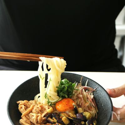 『だし酢レシピ』
ナスのぶっかけうどん