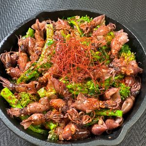楽ラク手抜キッチン🐶🐾の作ってみた!投稿(春〜♪菜の花とホタルイカの和風ペペロン炒め)
