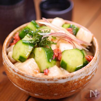 長芋ときゅうりのネバネバぽりぽり♪夏のやみつき和風サラダ☆
